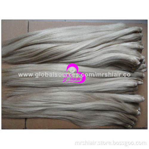 16-inch Human Hair Weave Extensions, Silky Straight, Color 60#